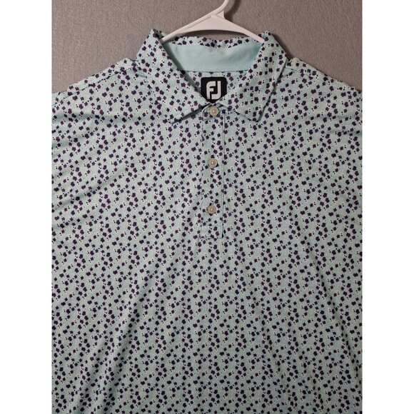 FootJoy Polo Shirt Men's XL Floral Geometric AOP Pattern Golf Holiday PCB - Picture 2 of 8